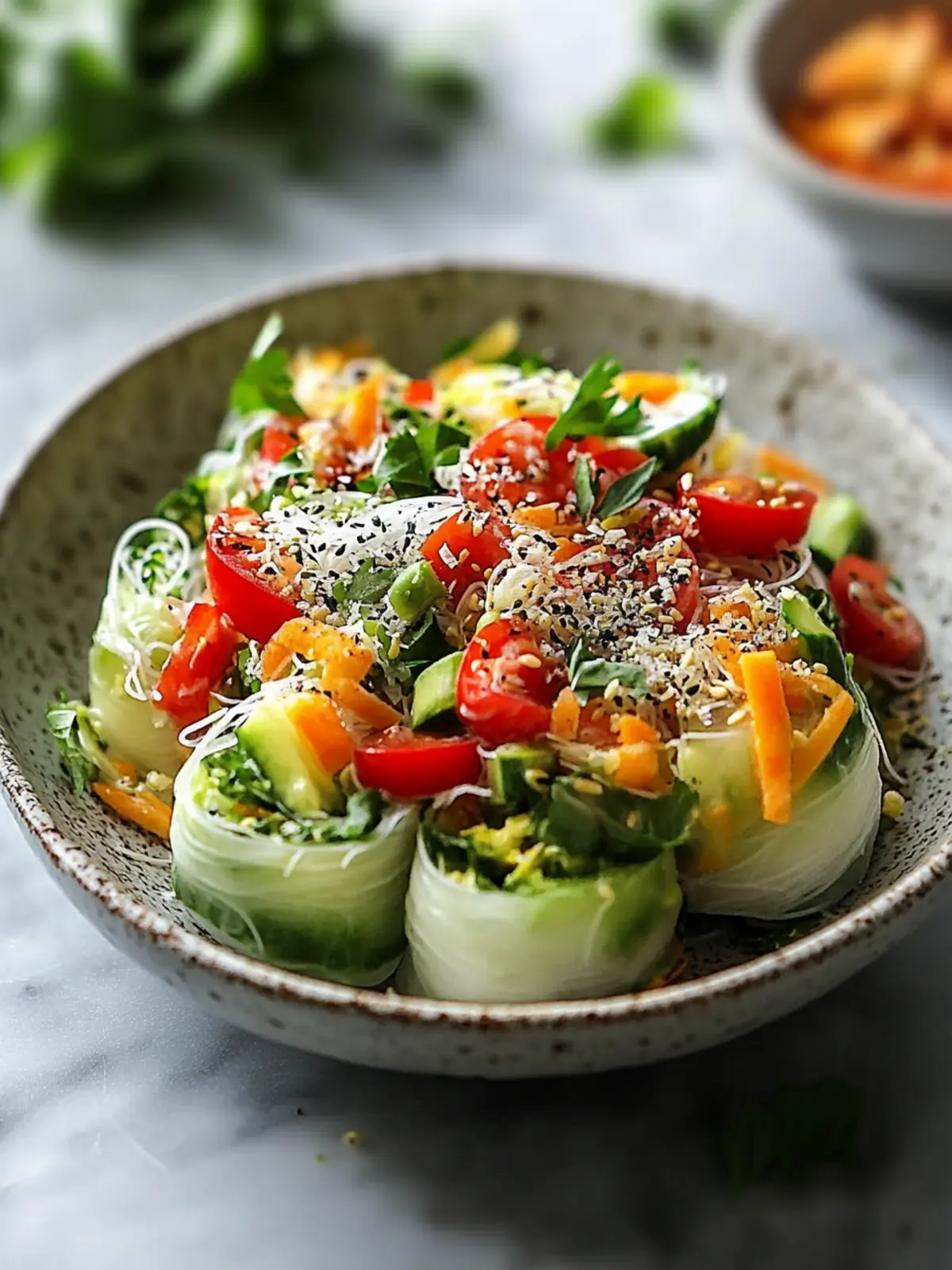 Frühlingsrollen-Salat mit scharfem Wacholder-Dressing