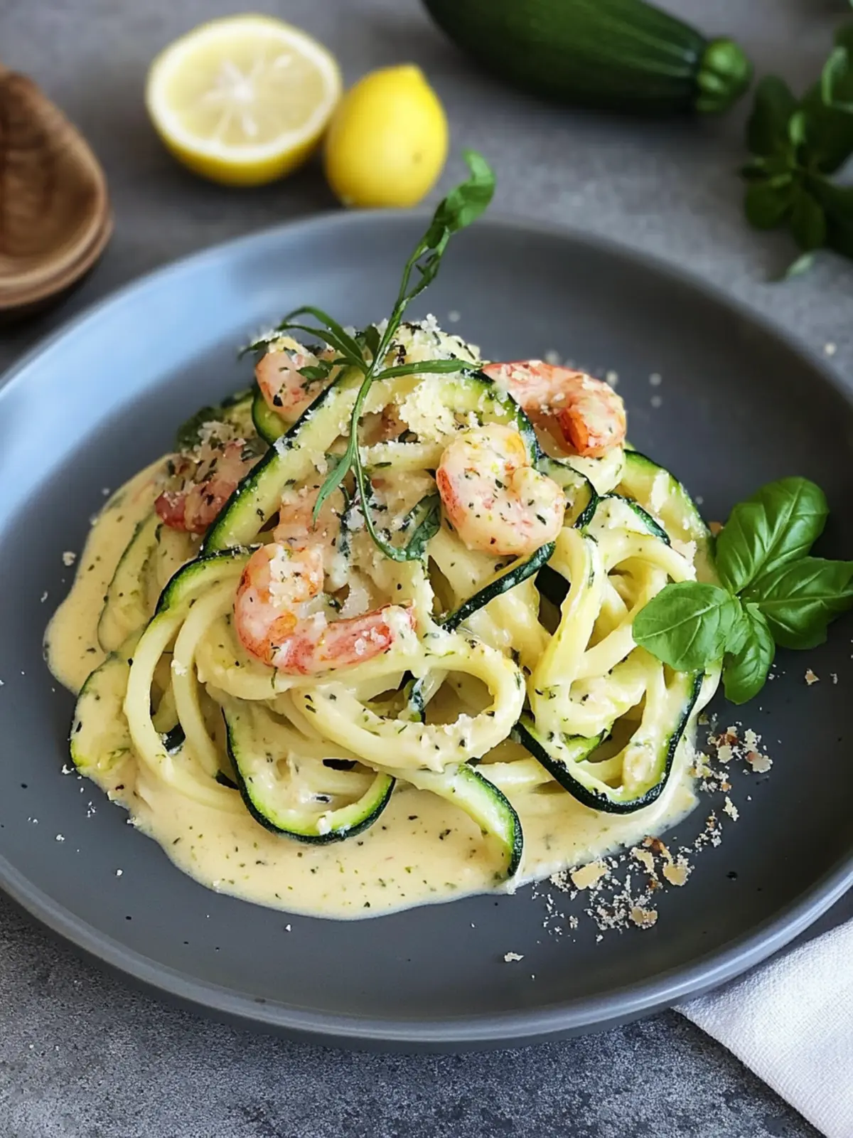 Zucchini-Nudeln mit Garnelen