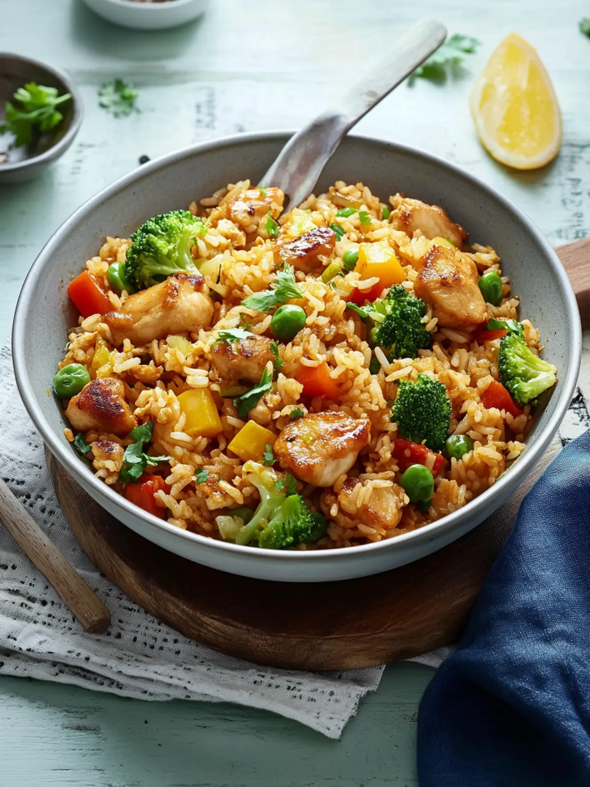 Gebratener Reis mit Hähnchen