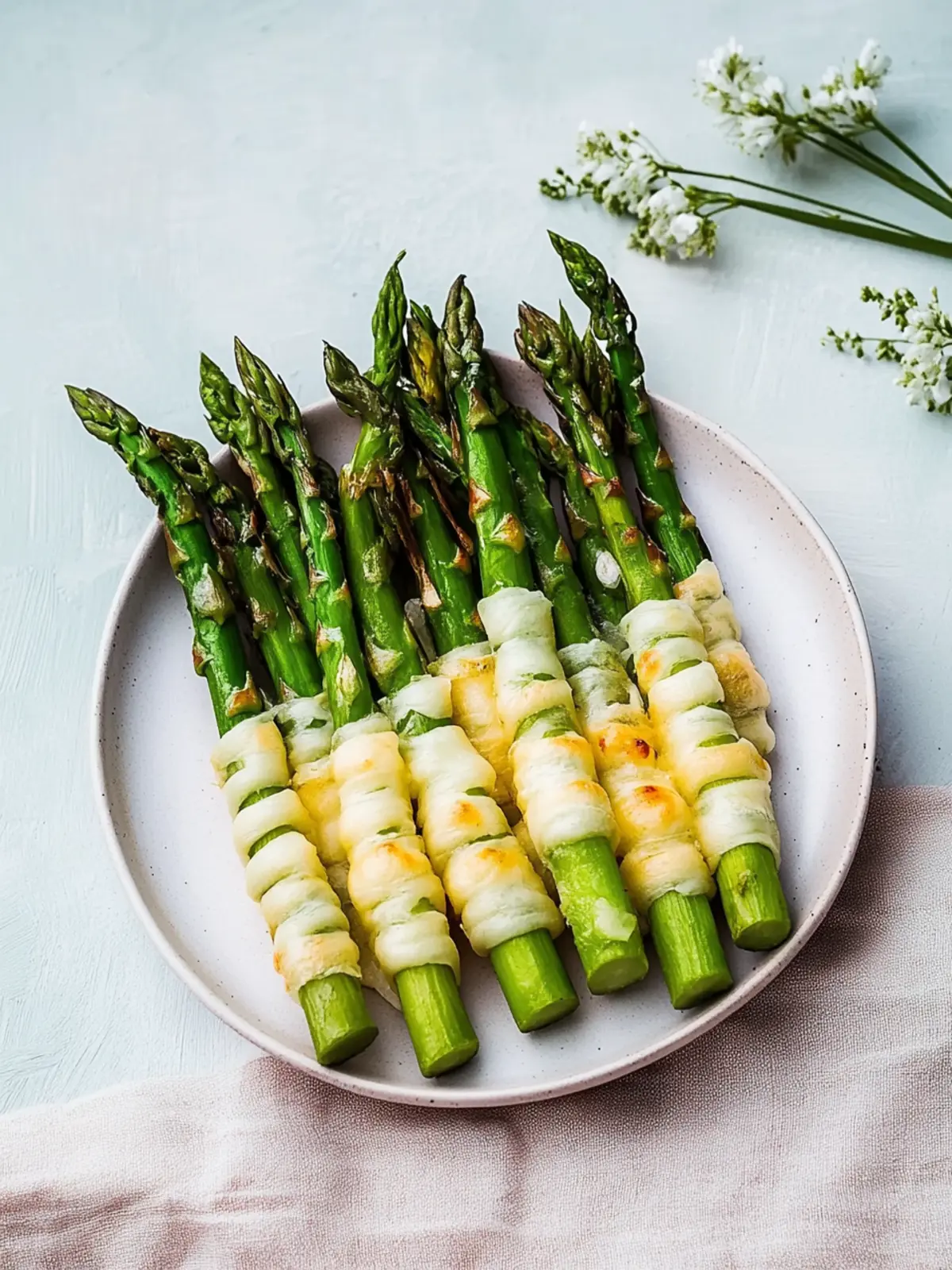 Grüner Spargel im Blätterteigmantel