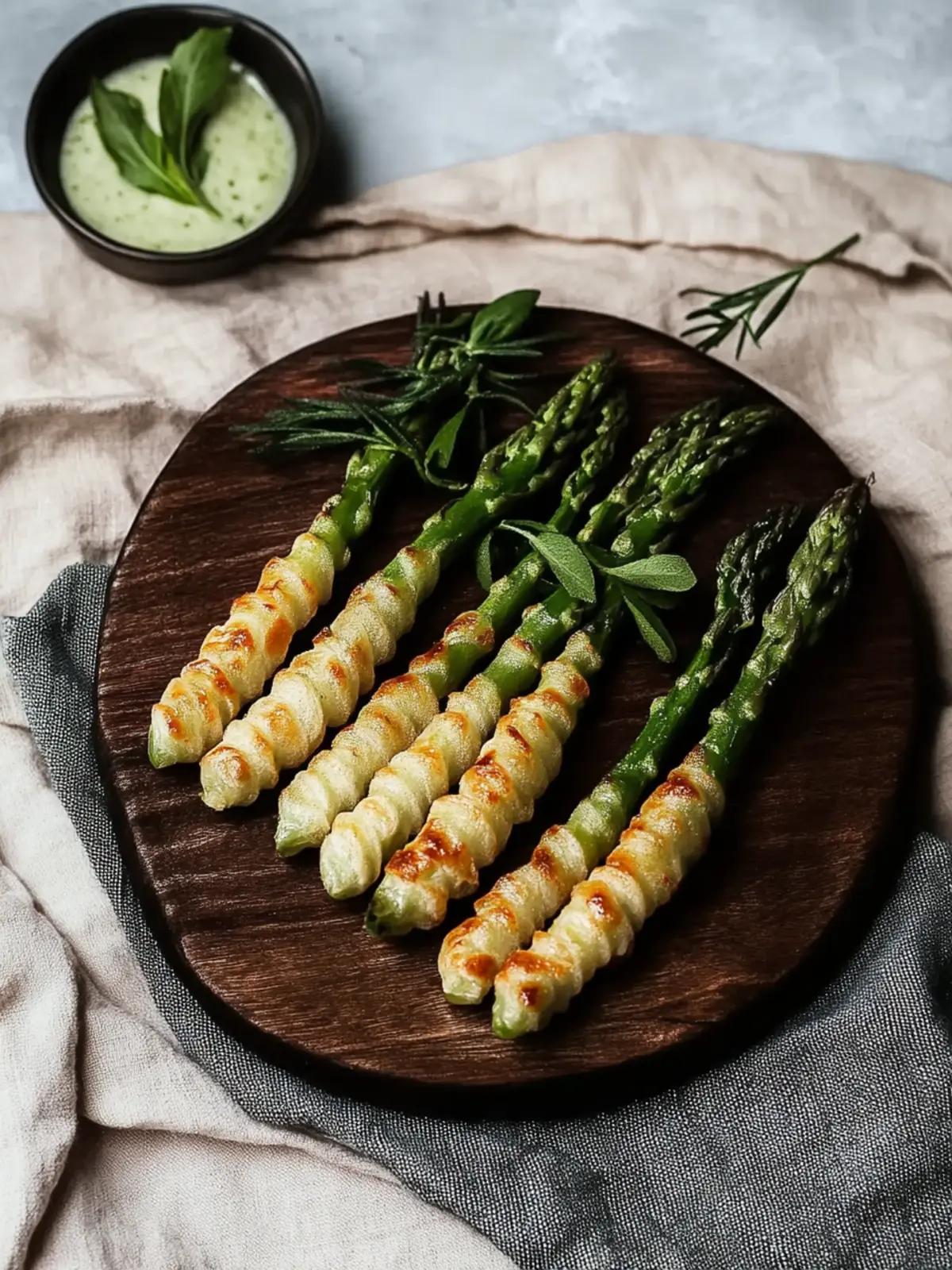 Grüner Spargel im Blätterteigmantel