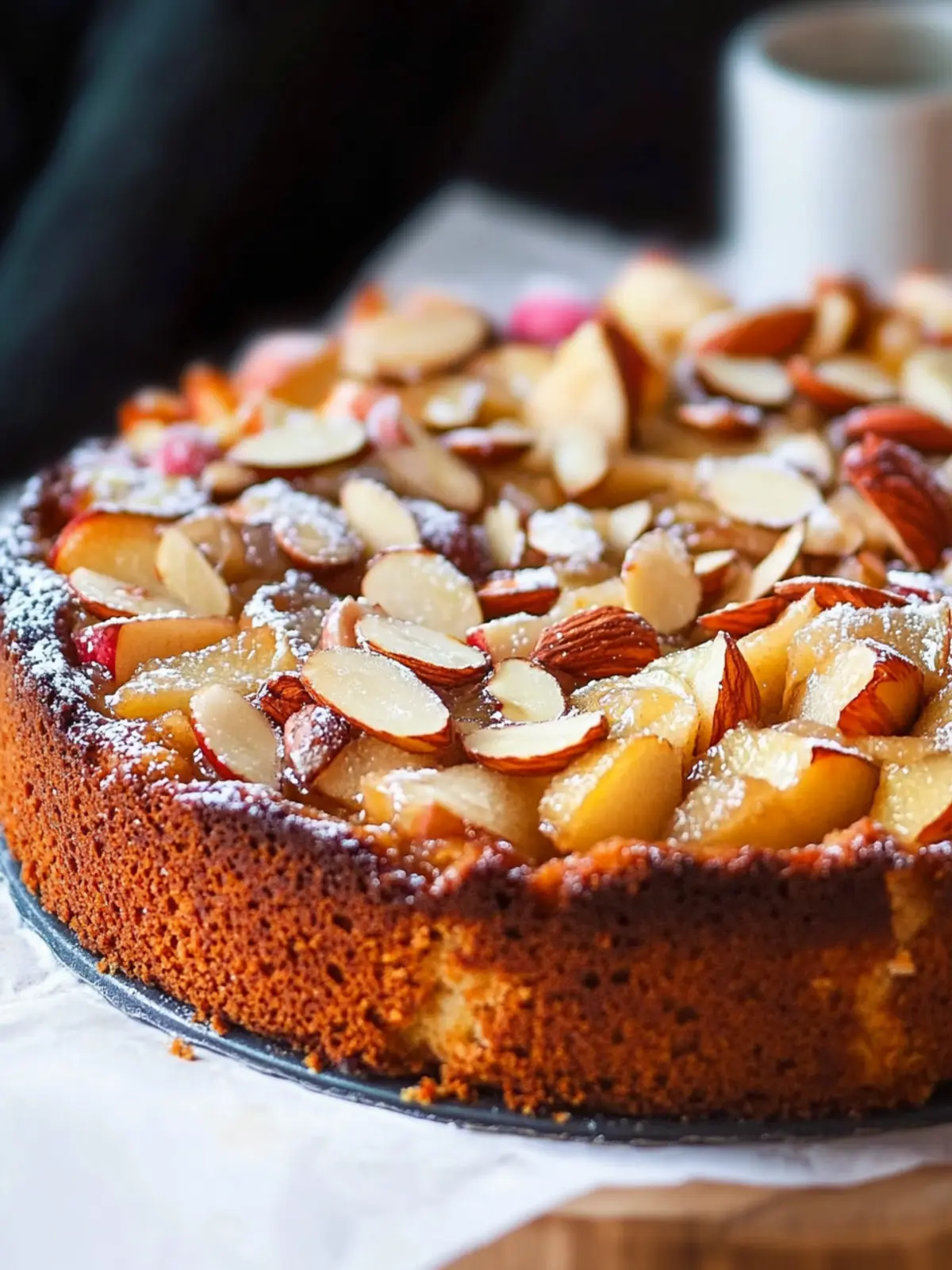 Juicy apple cake recipe with almonds
