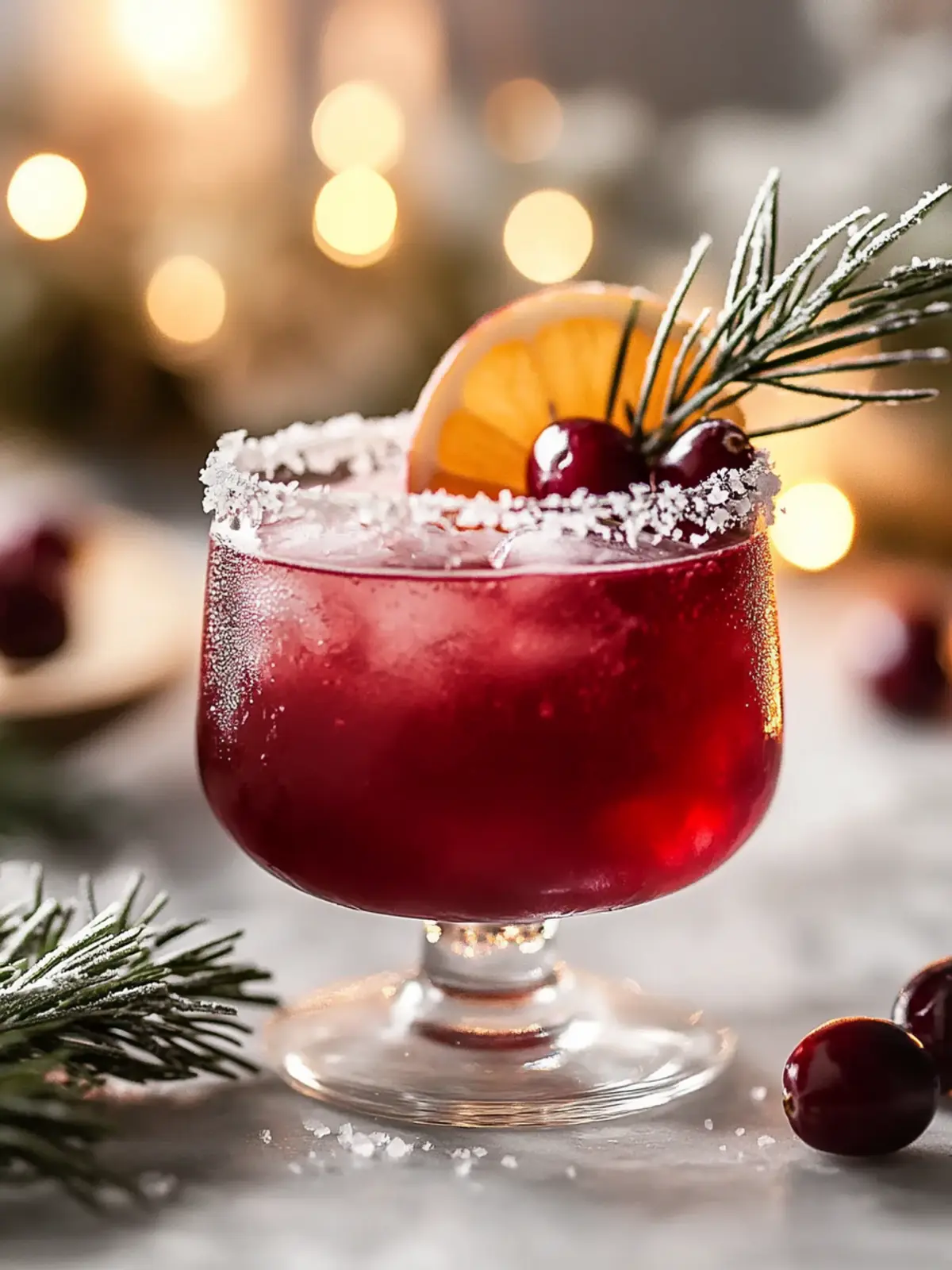Spritziger Cranberry Rosmarin Cocktail