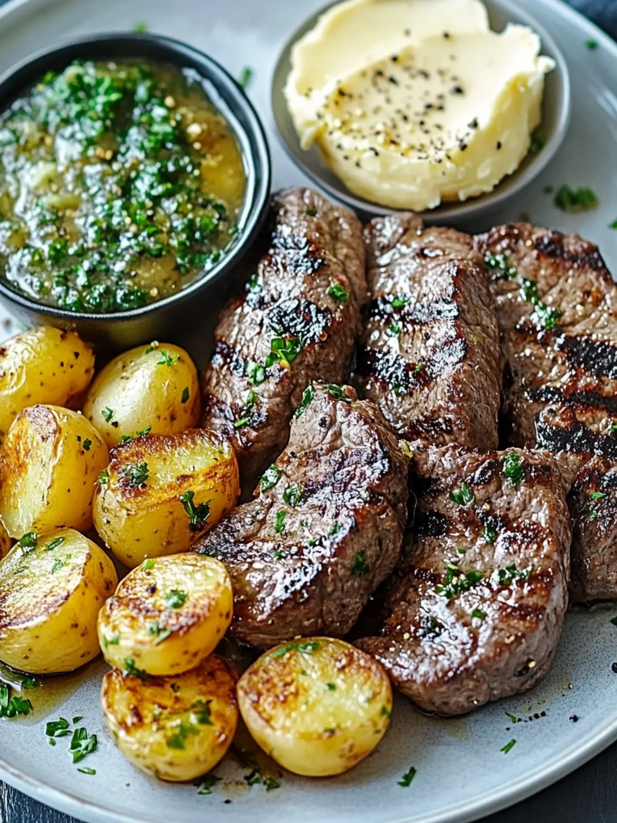 Knoblauchbutter Steakbissen & Kartoffeln Genuss erleben