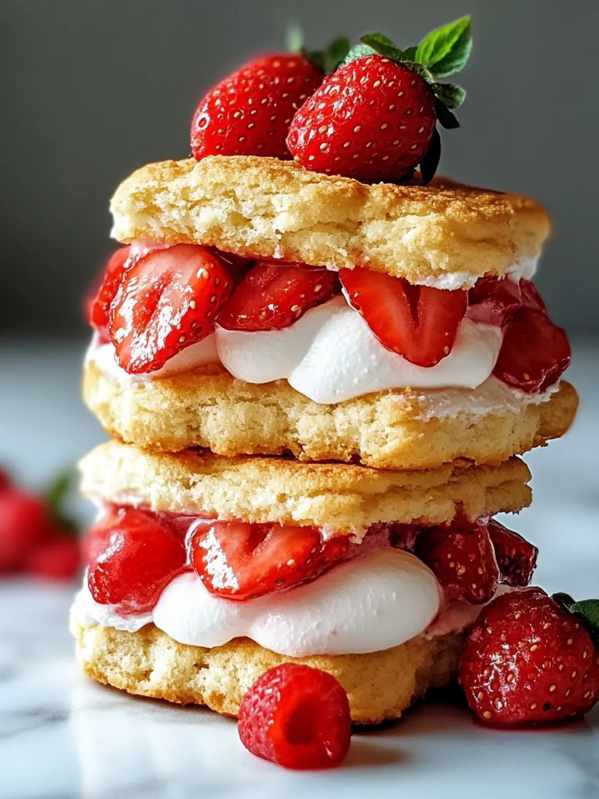 Erdbeer-Shortcake-Eis-Sandwiches leckere einfache Idee