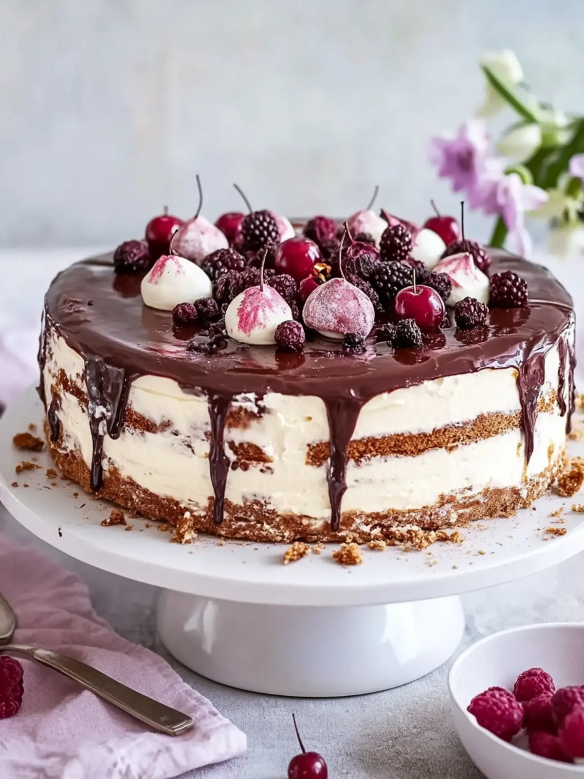Ostertorte mit Kirschen und Schokolade