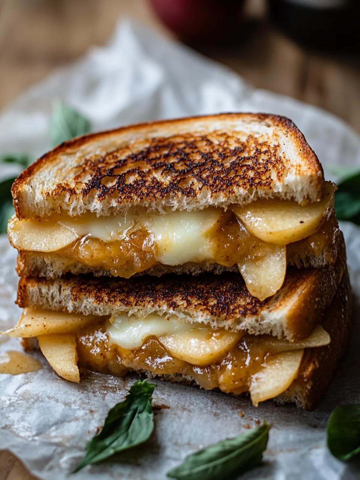 Sweet-salty: Pear-Apple Grilled Cheese with caramelized onions