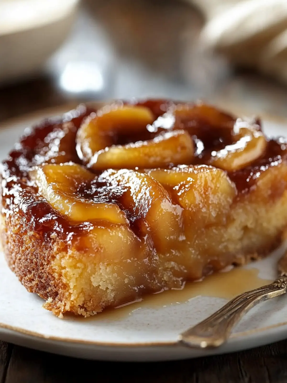 Apfel-Karamell-Kuchen auf dem Kopf
