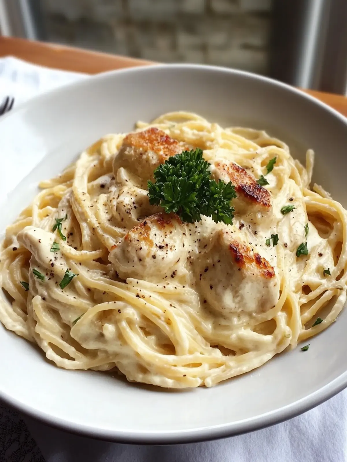 Hähnchen & Garnelen Alfredo Pasta: Cremig, einfach, unwiderstehlich