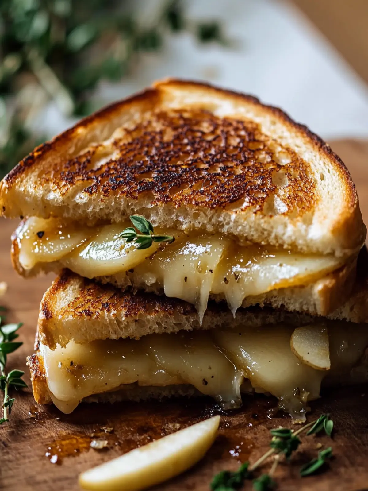 Sweet-salty: Pear-Apple Grilled Cheese with caramelized onions