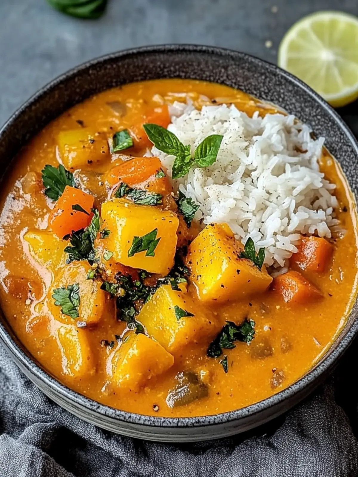 Kürbis Curry mit Kokosmilch Vegan