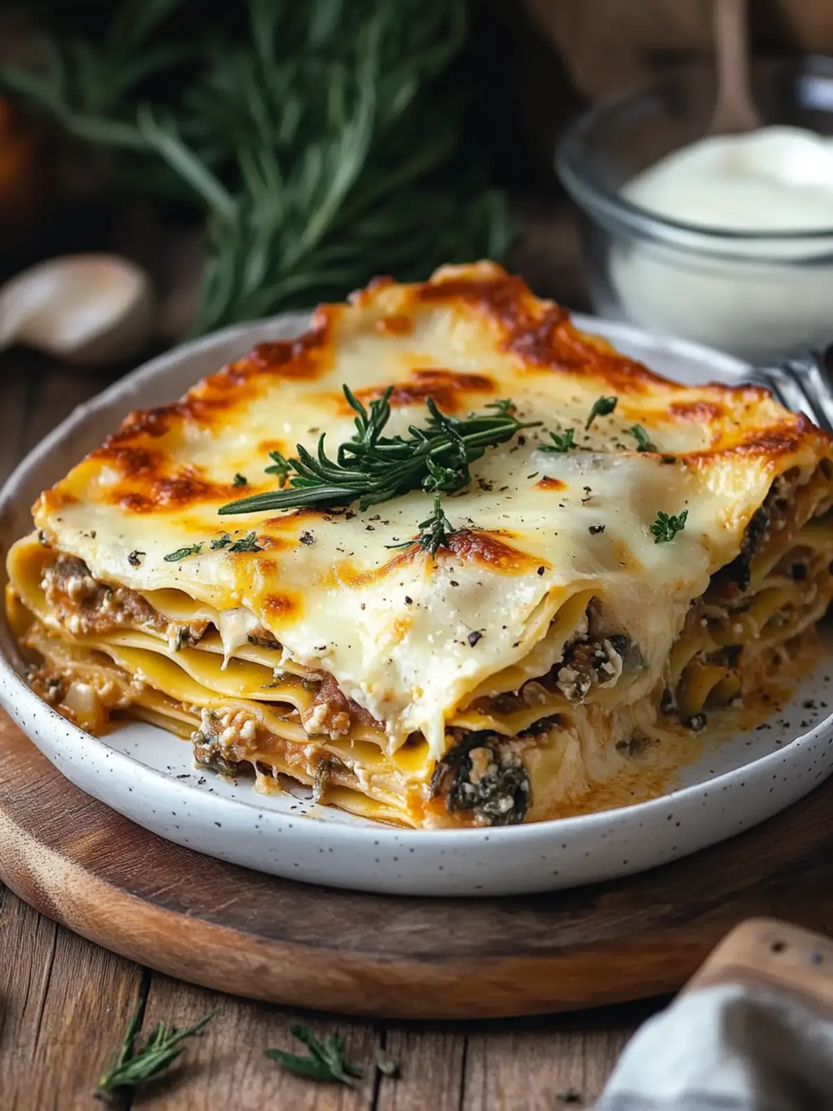 Cremige Kürbis Pilz Lasagne