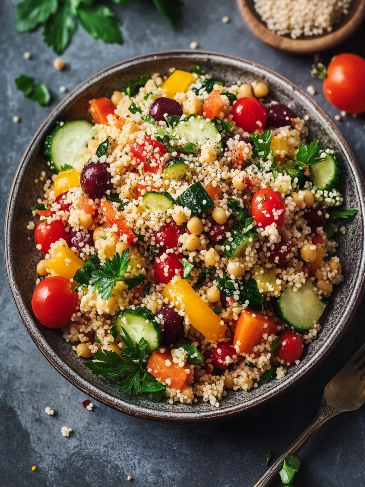 Couscous-Salat mit buntem Gemüse