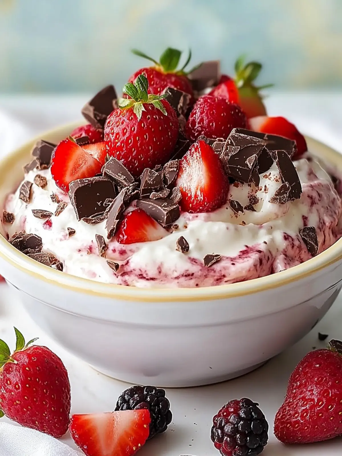 Schokolade Erdbeer Käsekuchen Dip köstlich genießen