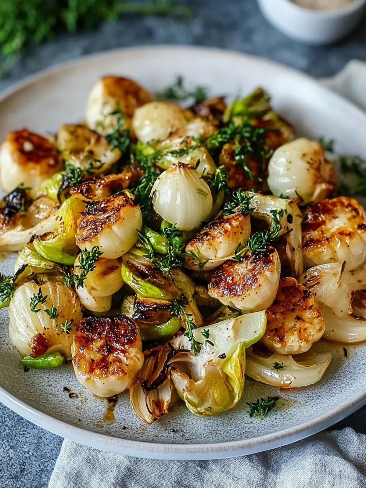 Grilled Brussels sprouts with chanterelles