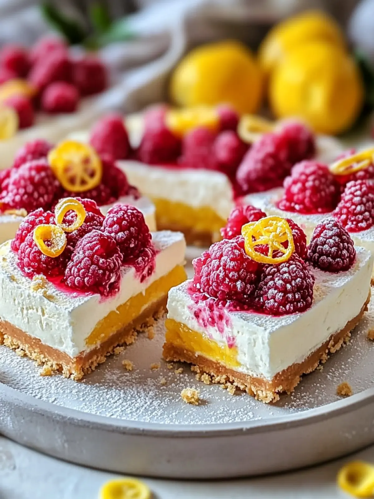 Lemon-Raspberry-Cheesecake-Bars Einfach und Lecker