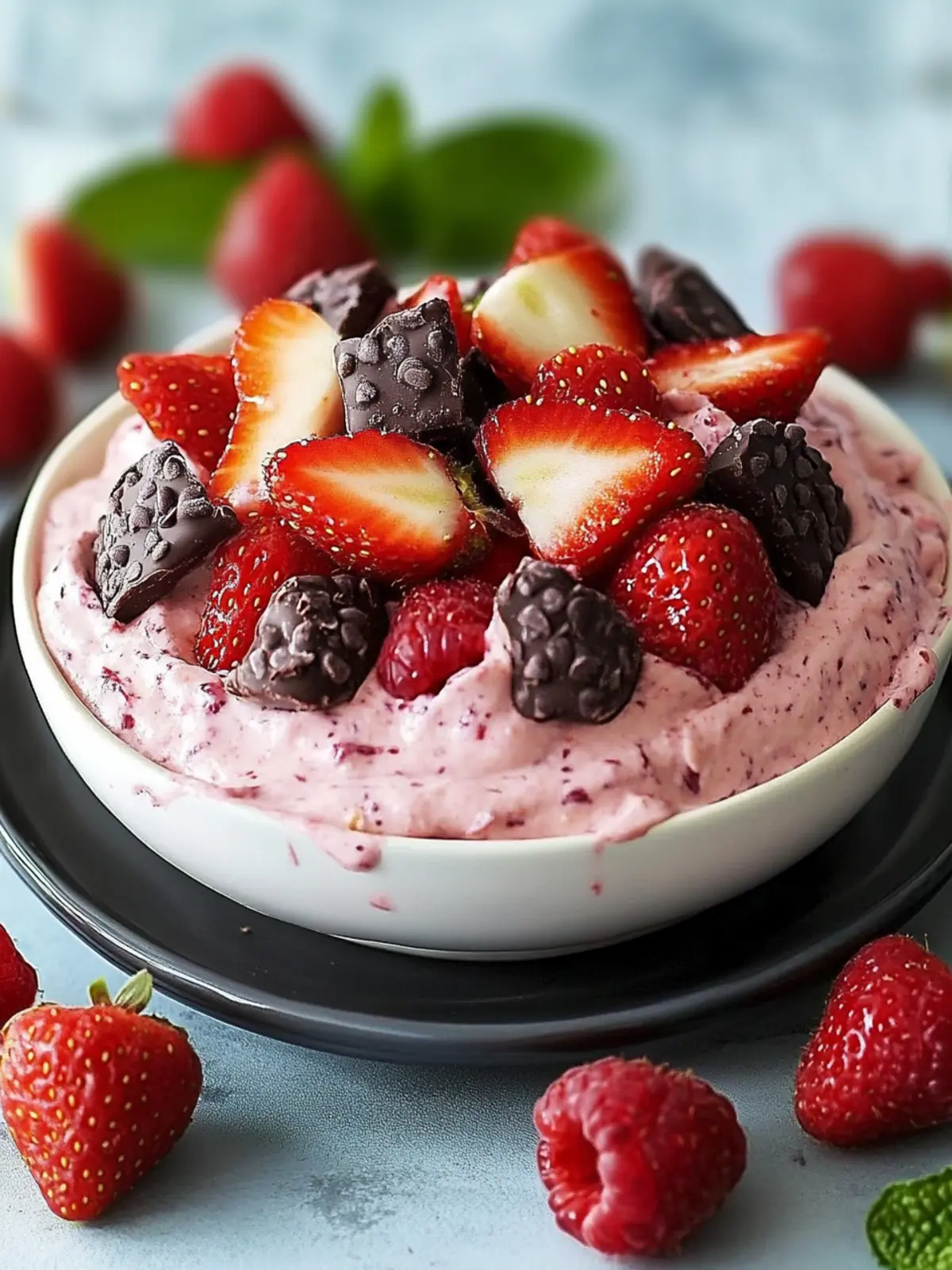 Schokolade Erdbeer Käsekuchen Dip köstlich genießen