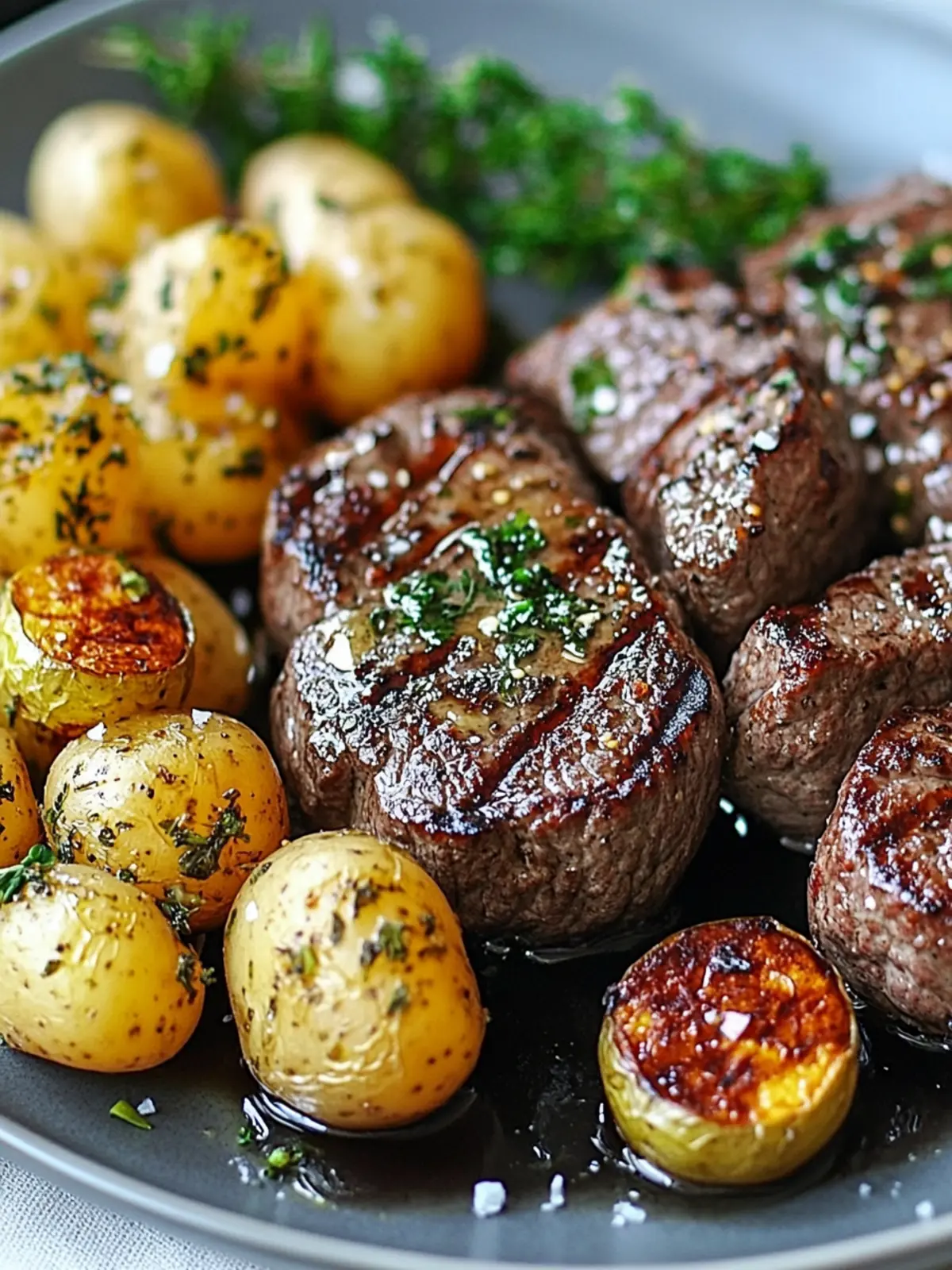 Knoblauchbutter Steakbissen & Kartoffeln Genuss erleben