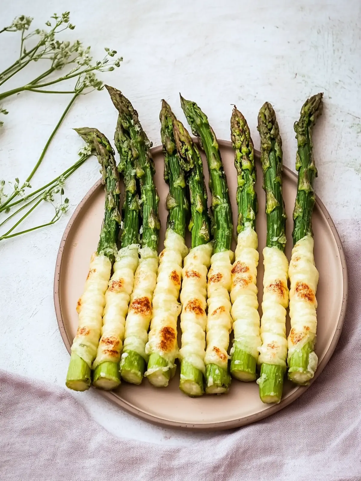 Grüner Spargel im Blätterteigmantel