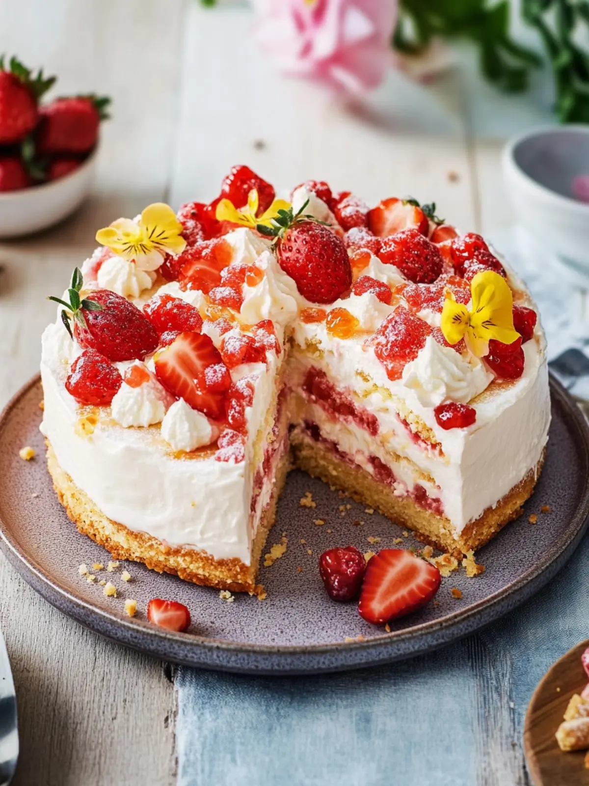 Eierlikörtorte mit Erdbeeren