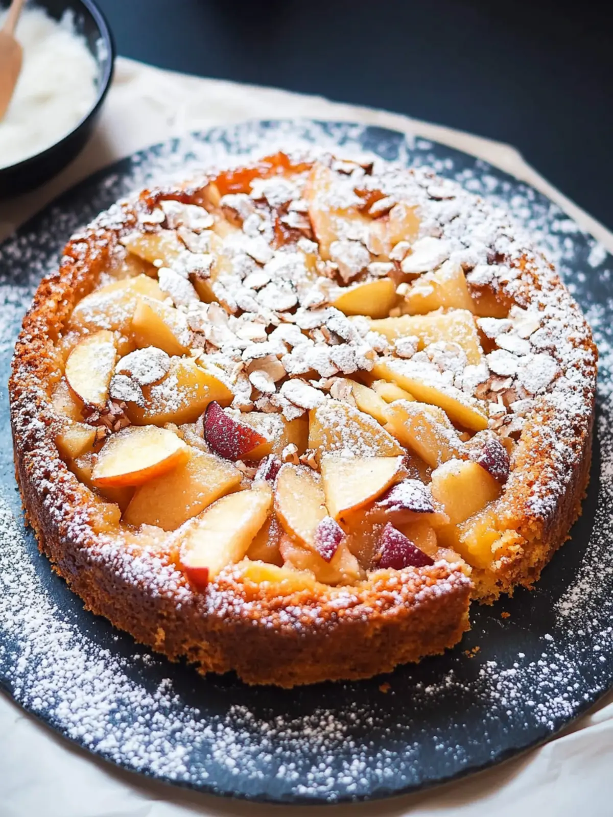 Juicy apple cake recipe with almonds