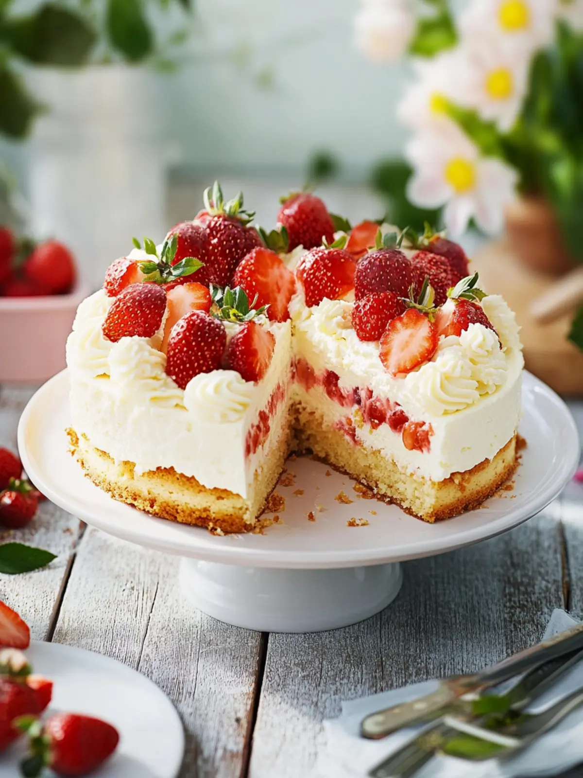 Eierlikörtorte mit Erdbeeren