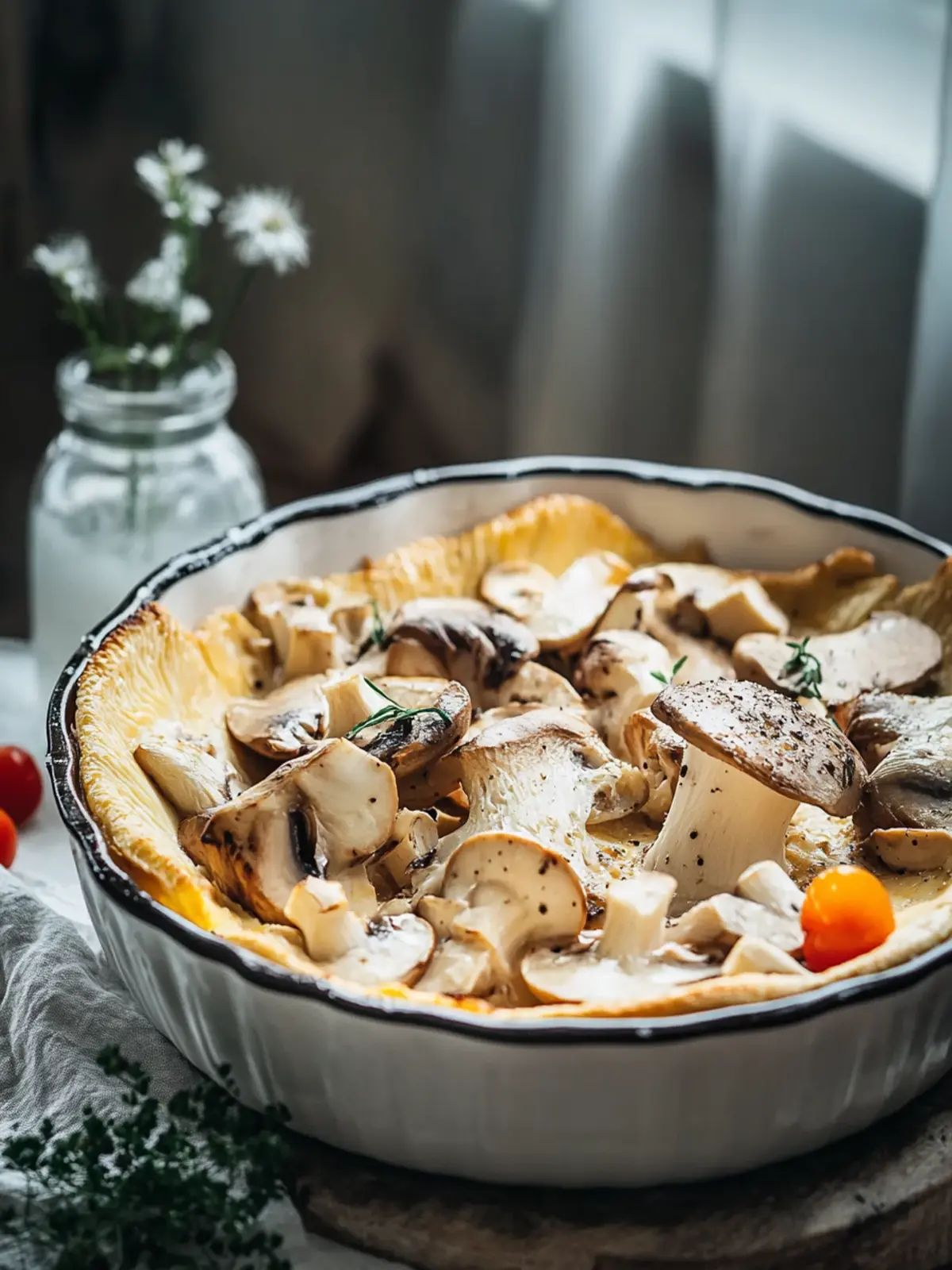 Cremiger Pilz-Frühstücksauflauf