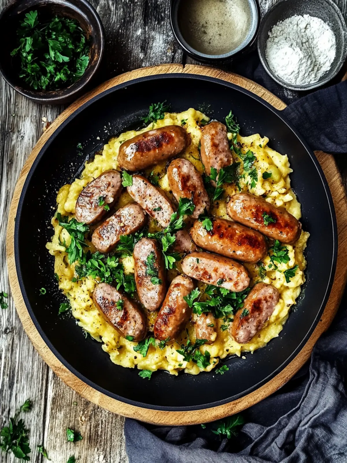 Hearty Spätzle pan with sausage