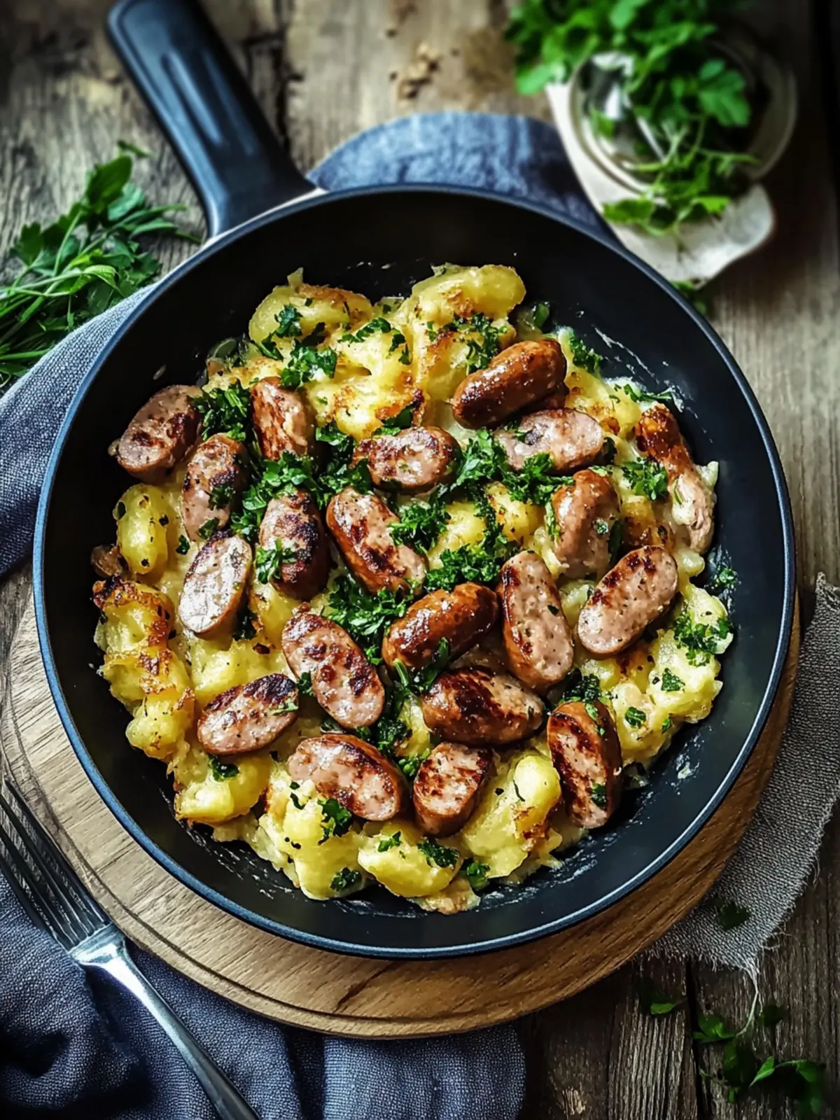 Hearty Spätzle pan with sausage