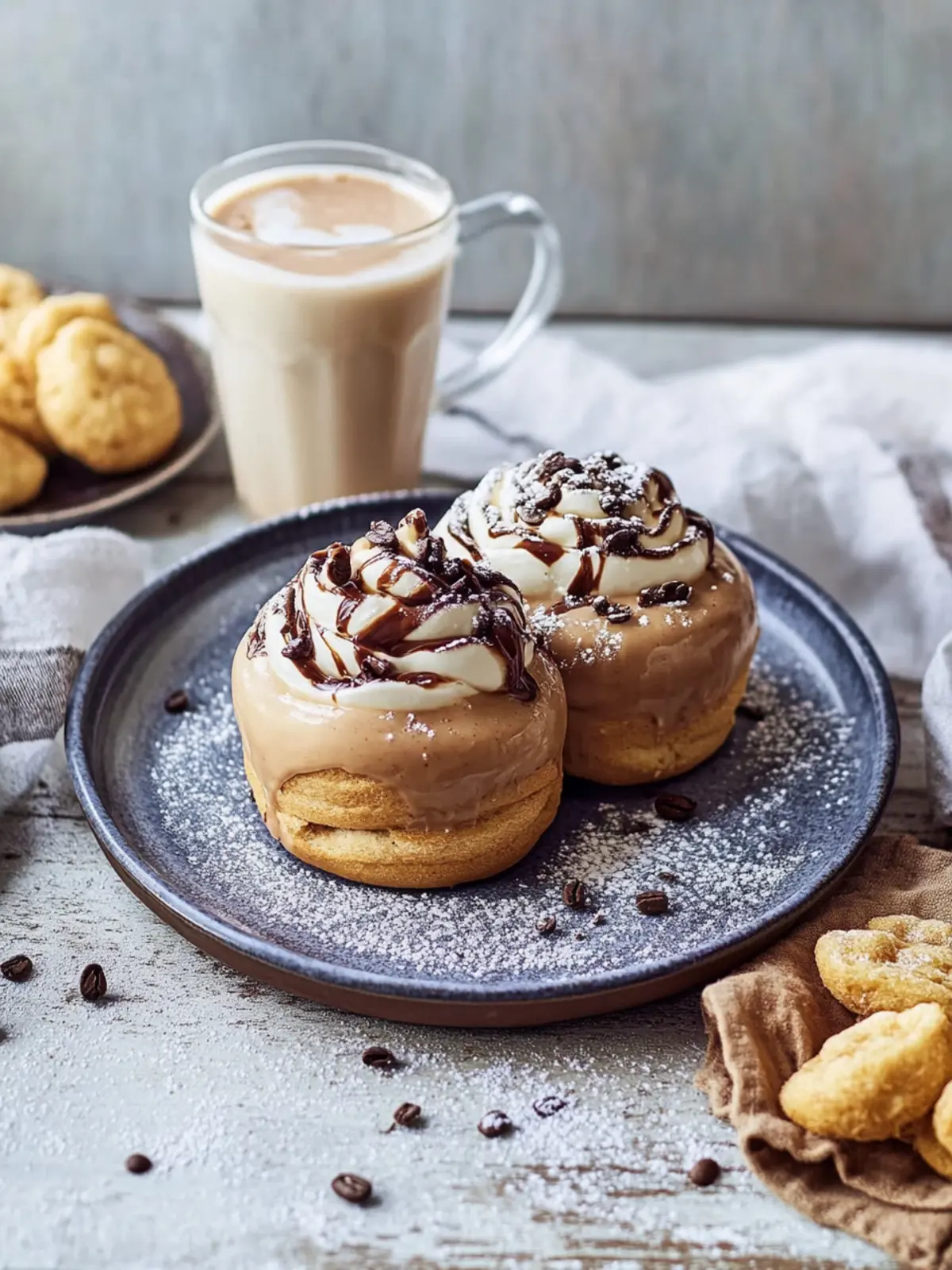 Zimtschnecken mit Schokolade und Kaffeeguss