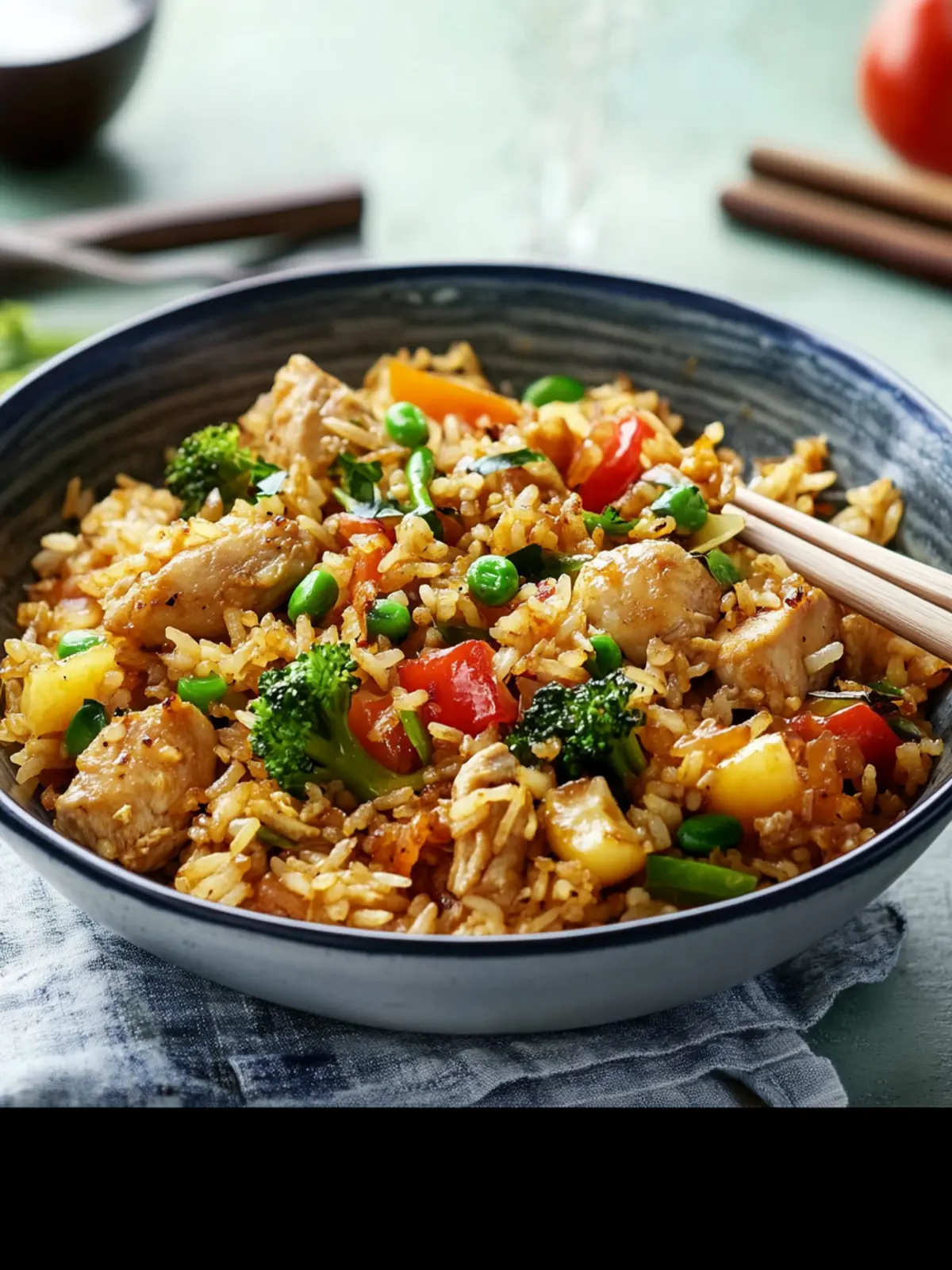 Gebratener Reis mit Hähnchen