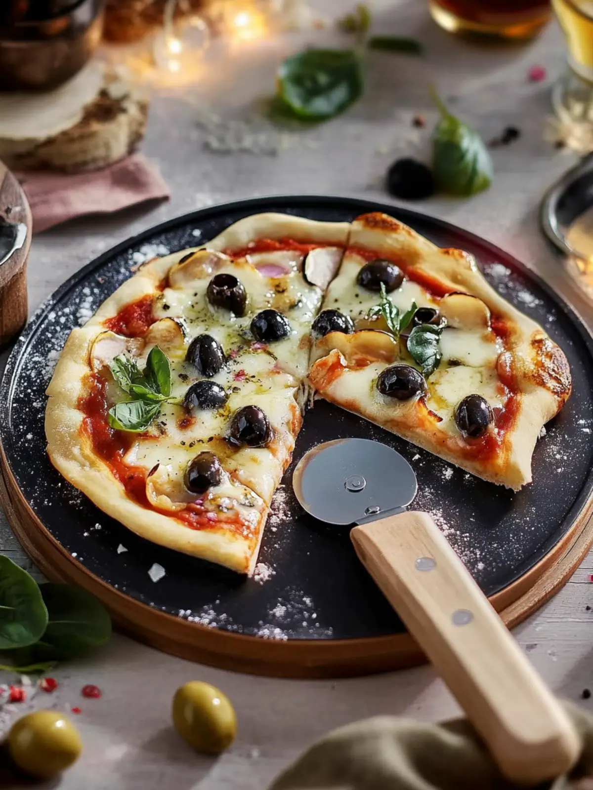 Pizza Raclette mit Oliven