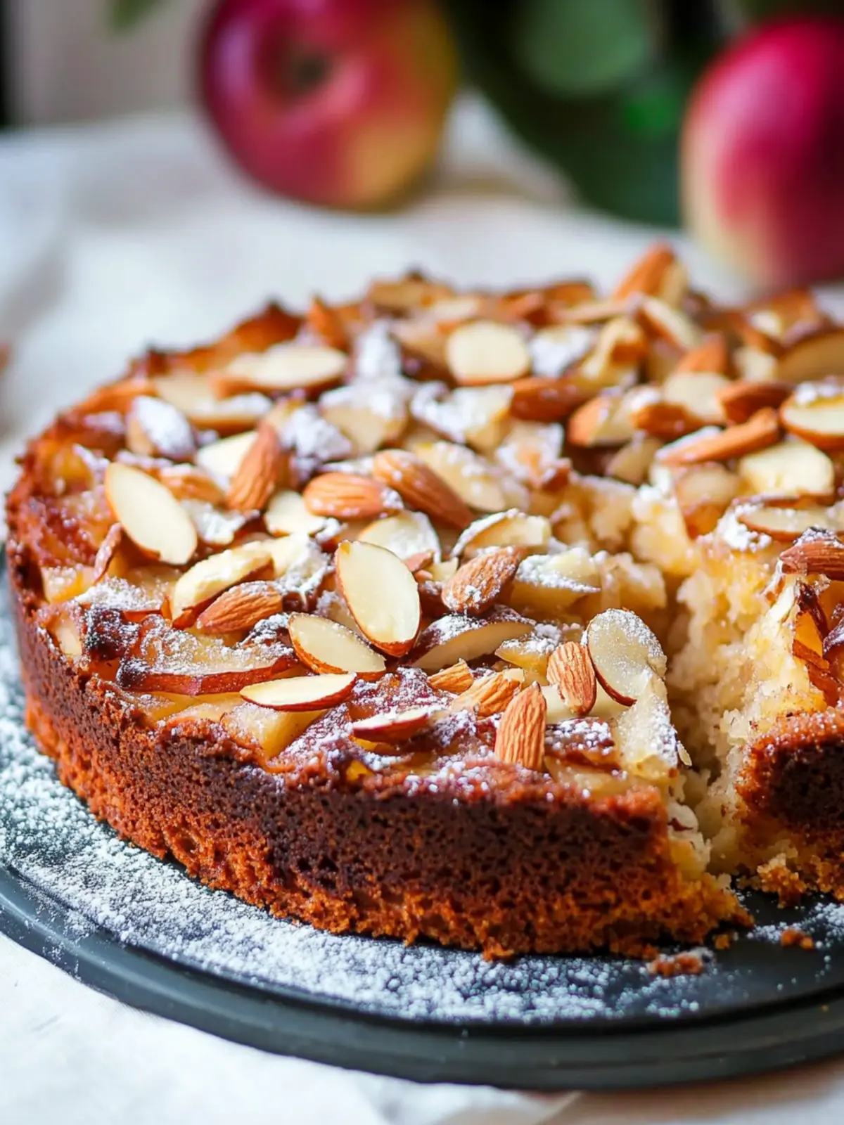 Juicy apple cake recipe with almonds