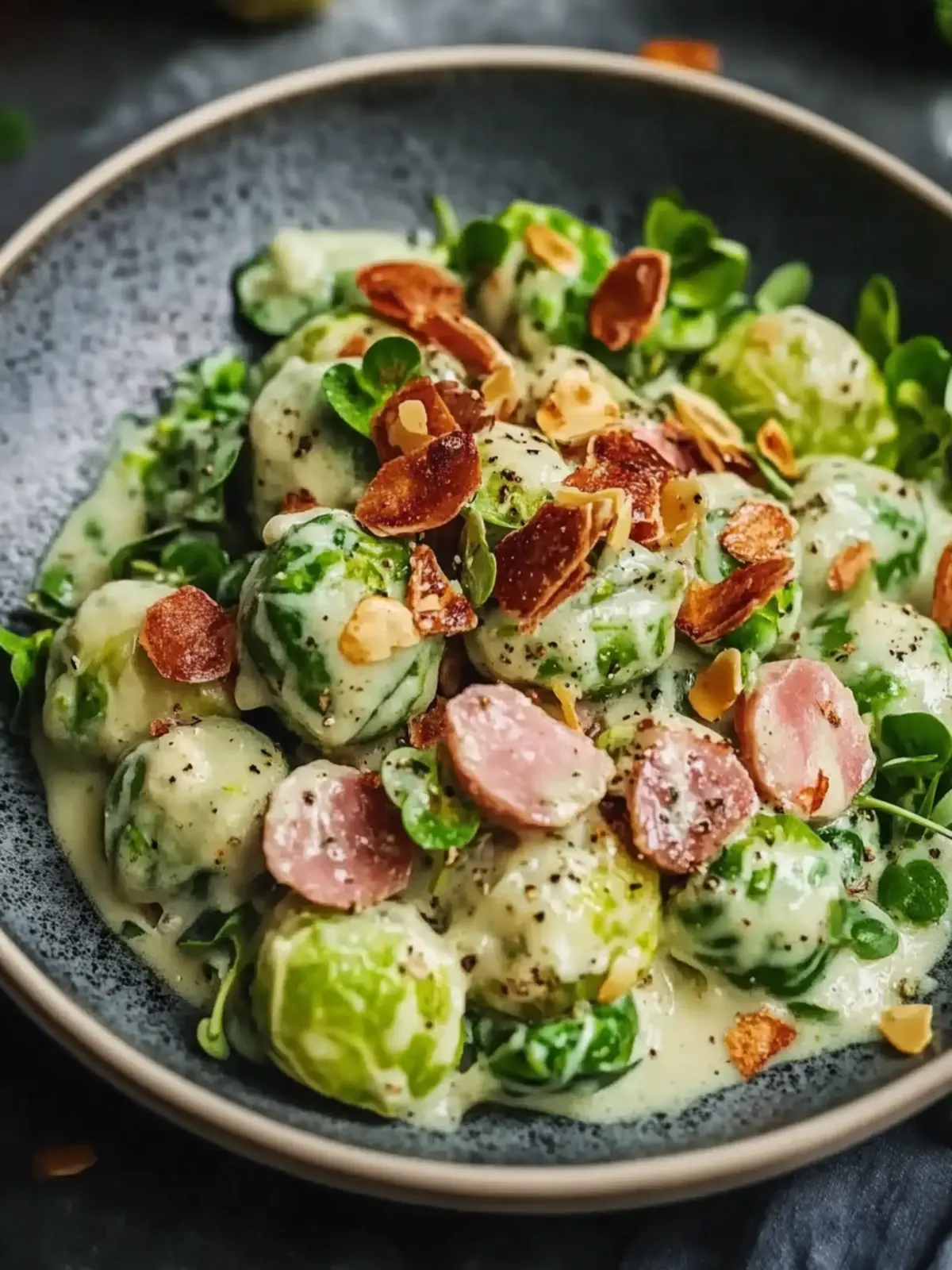 Rosenkohl mit Speck und Sauce