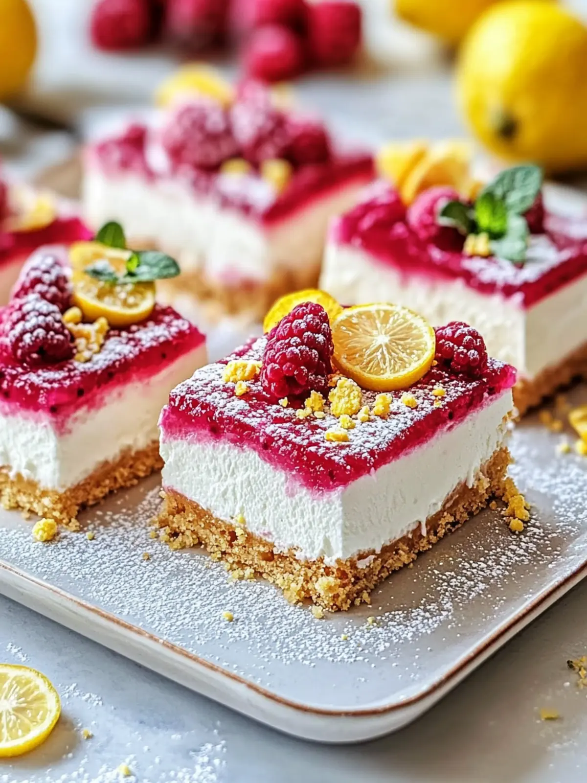Lemon-Raspberry-Cheesecake-Bars Einfach und Lecker