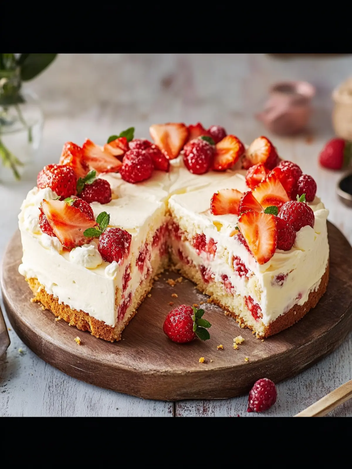Eierlikörtorte mit Erdbeeren