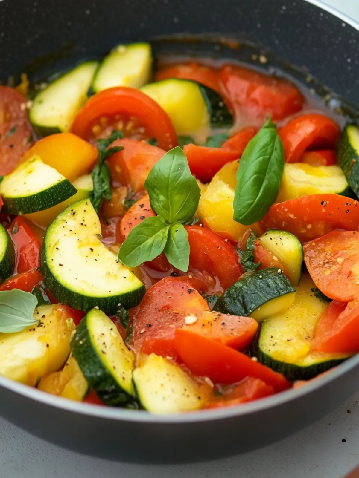Einfaches Zucchinigemüse mit Tomaten