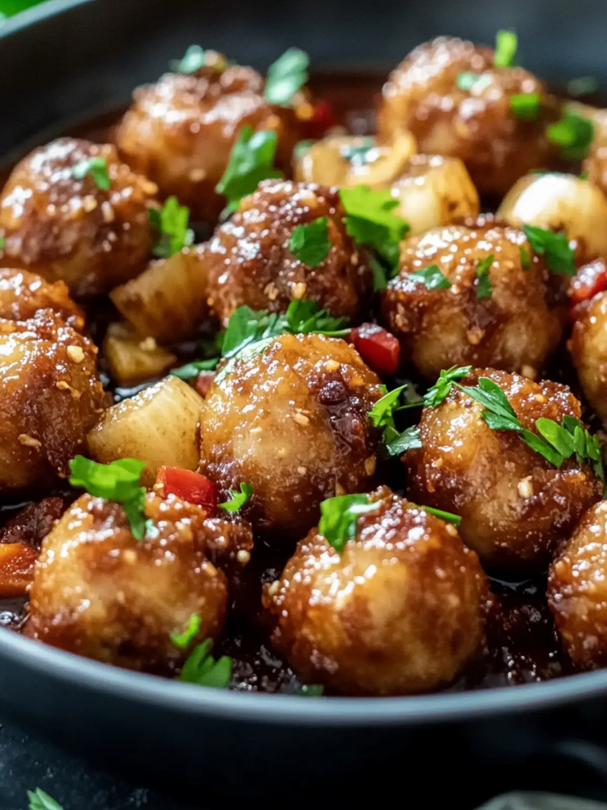 Herzhafte Mini-Knödel Pfanne mit veganem Hackfleisch, Pilzen und Zwiebeln
