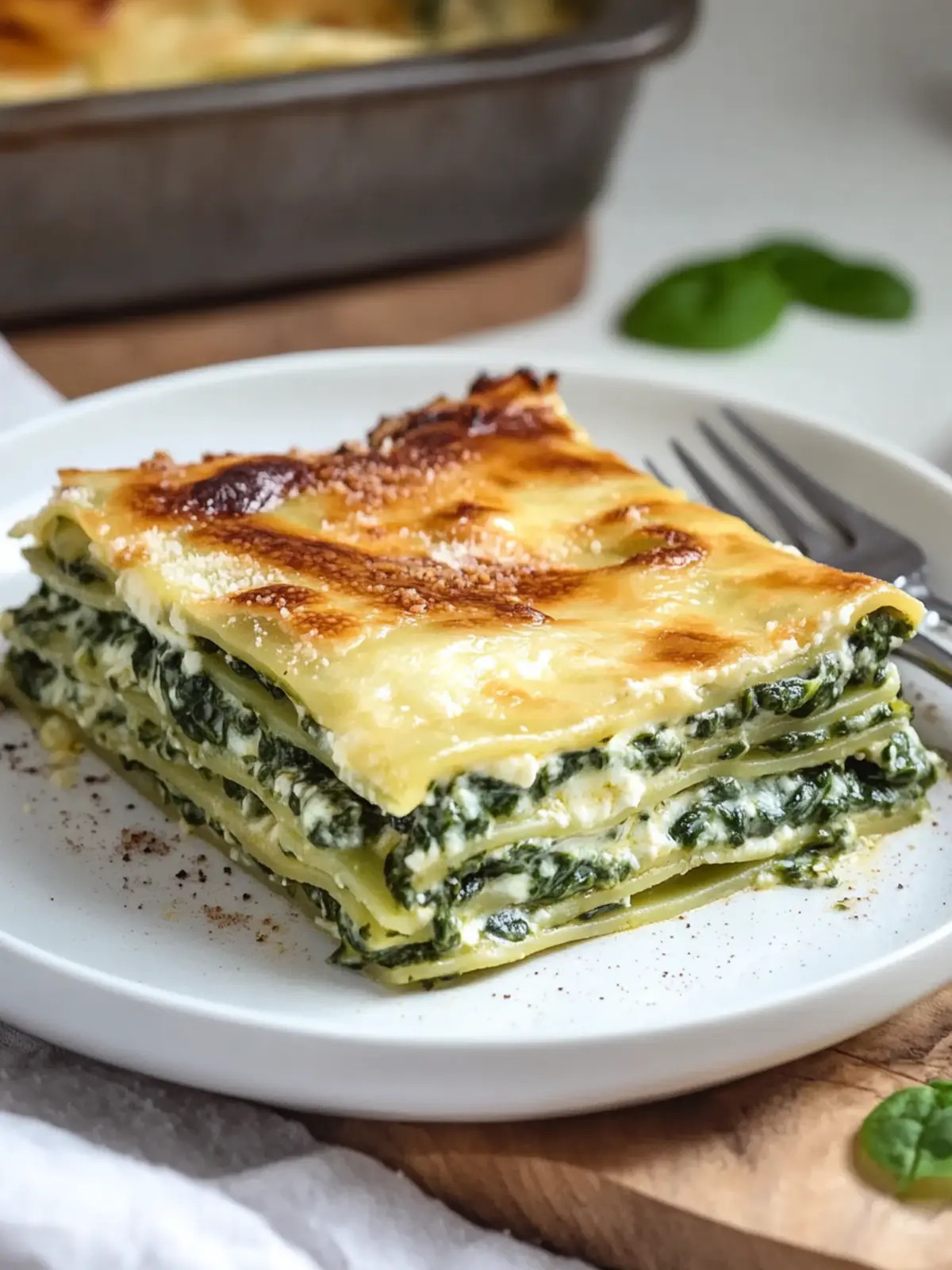 Vegane Spinatlasagne