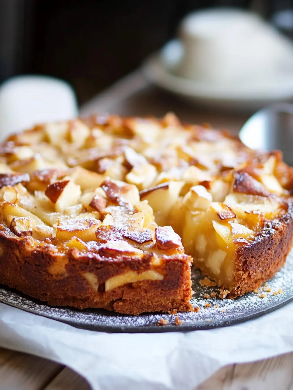 Juicy apple cake recipe with almonds