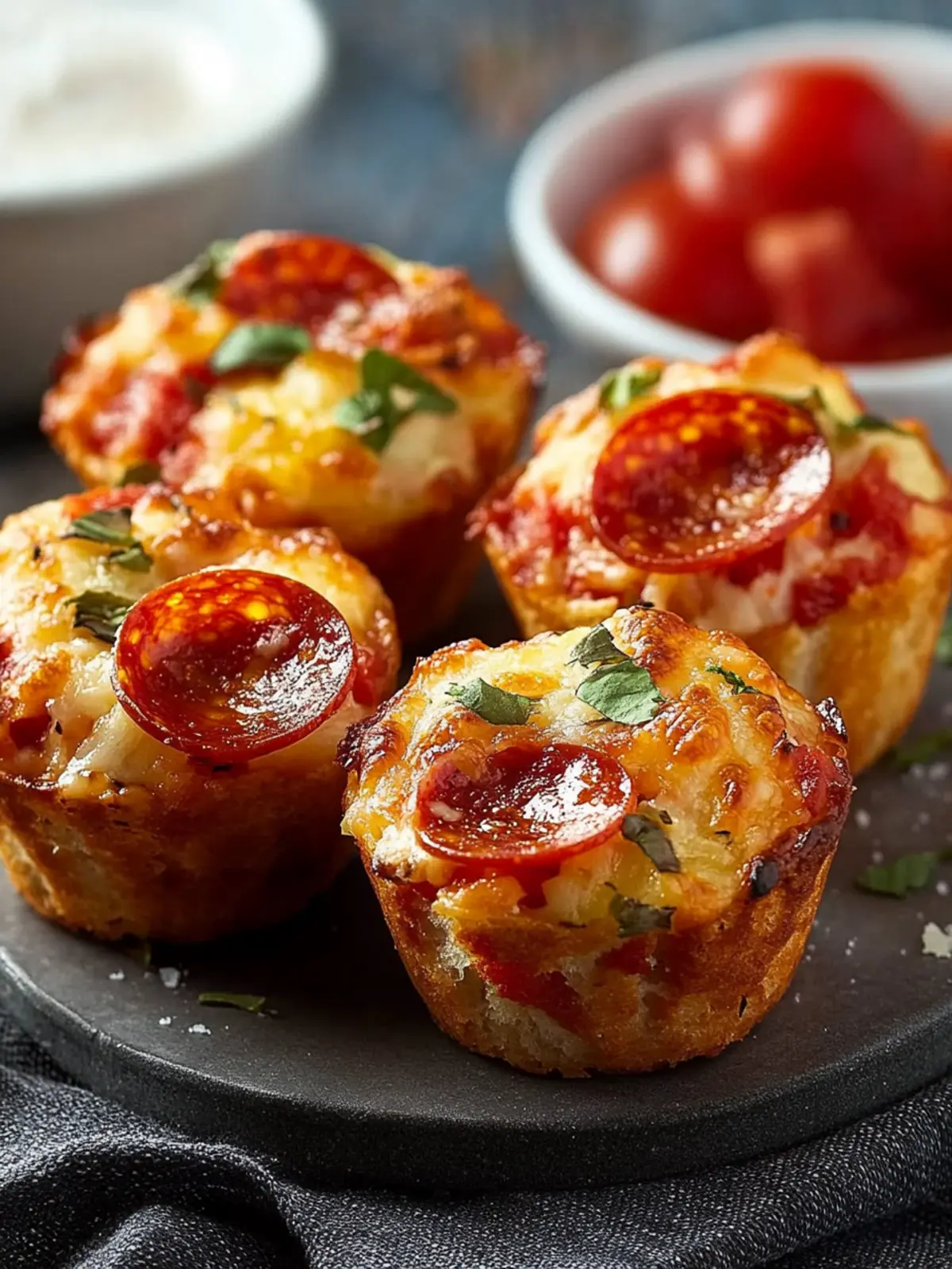 Crispy Mini-Pizza-Muffins mit Pepperoni & Paprika