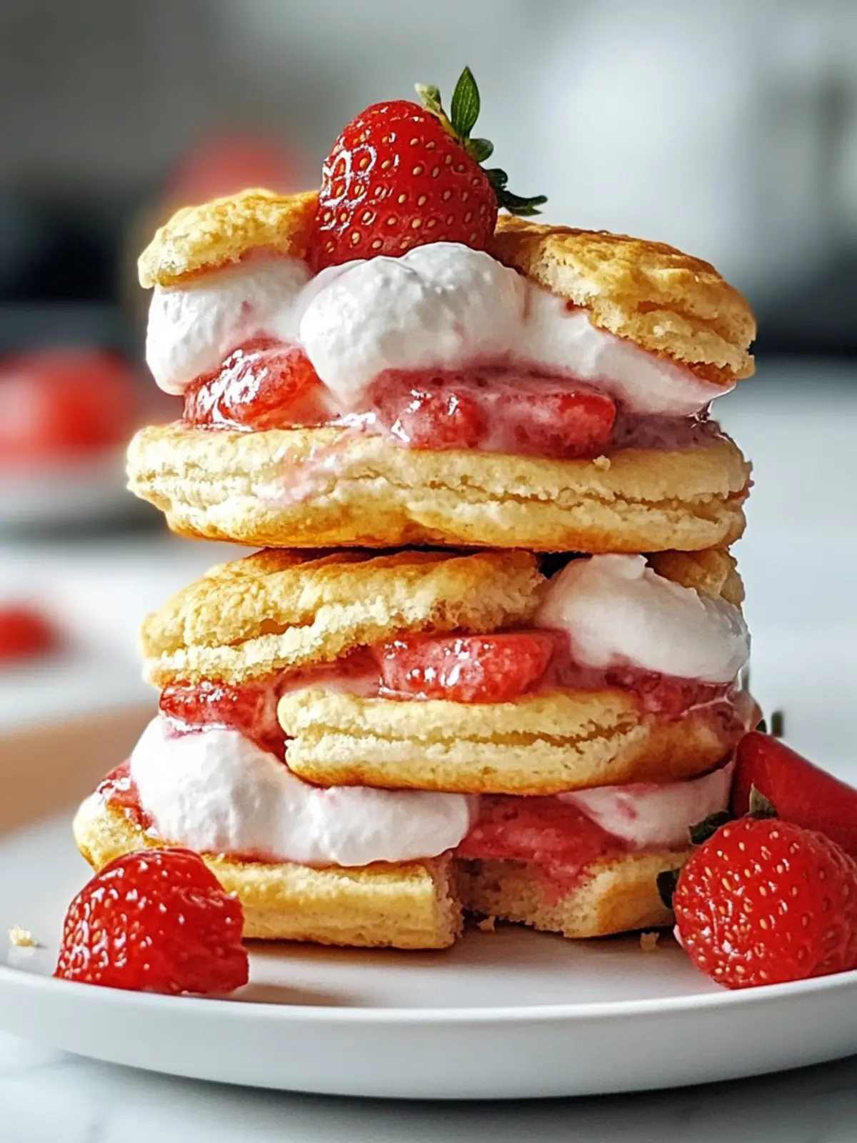 Erdbeer-Shortcake-Eis-Sandwiches leckere einfache Idee