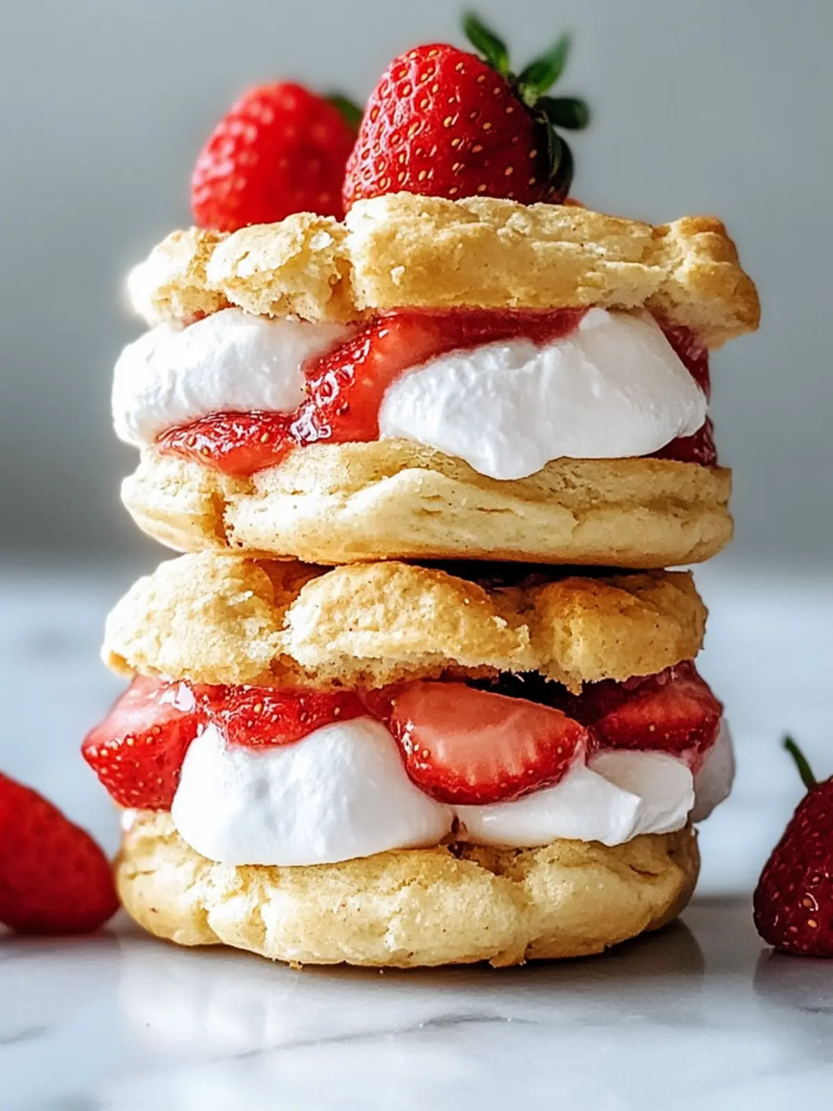 Erdbeer-Shortcake-Eis-Sandwiches leckere einfache Idee