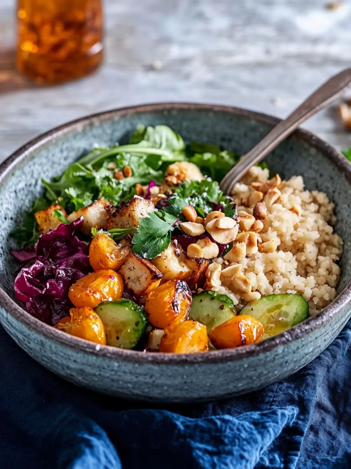 Winter-Schüssel mit Rosenkohl und Kürbis