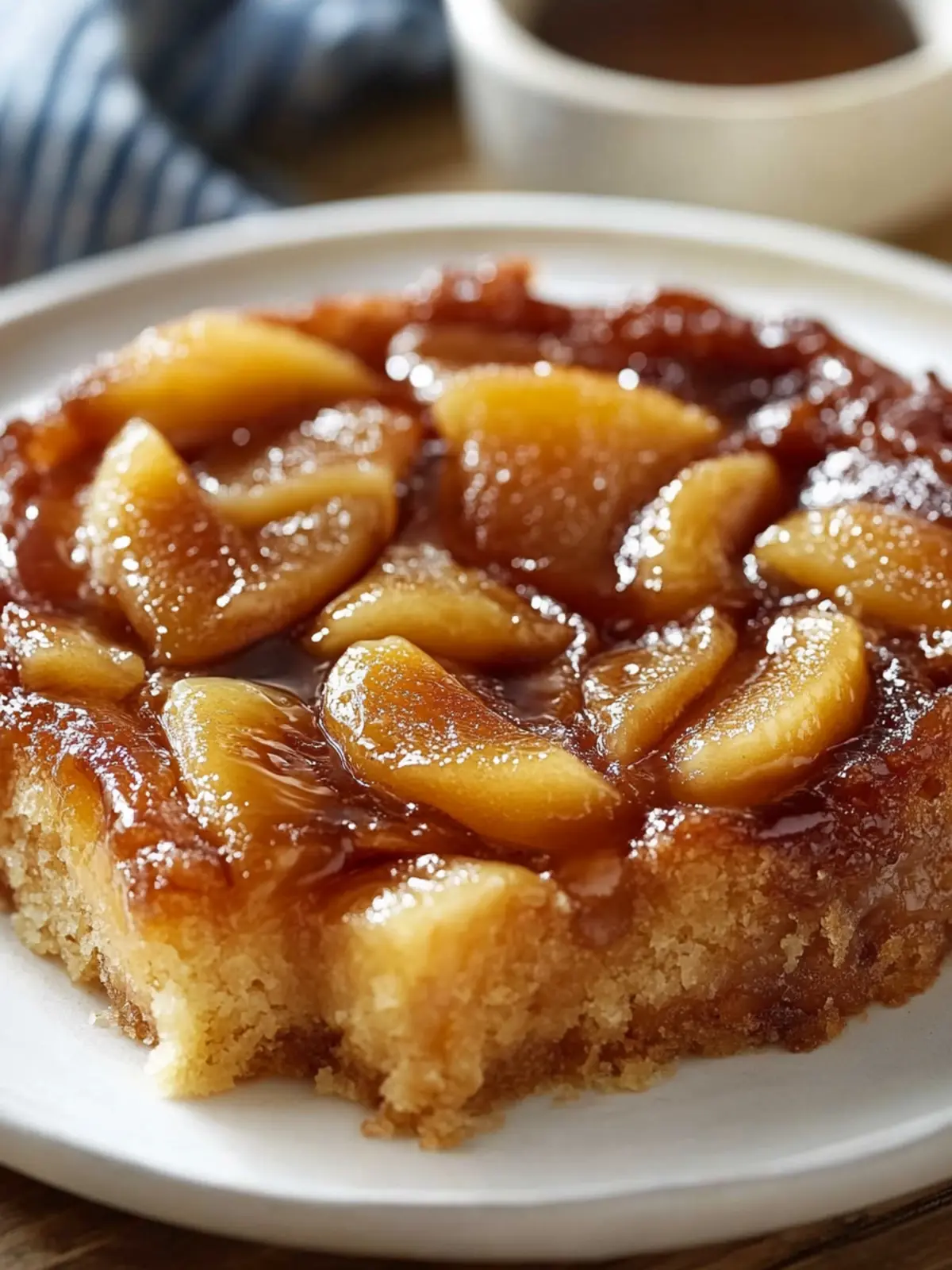 Apfel-Karamell-Kuchen auf dem Kopf