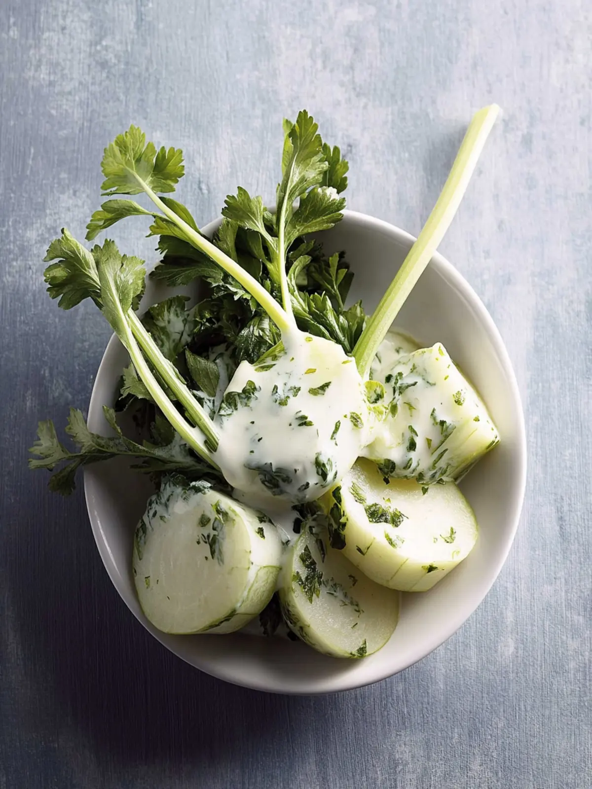 Kohlrabi mit Crème fraîche und Kerbel