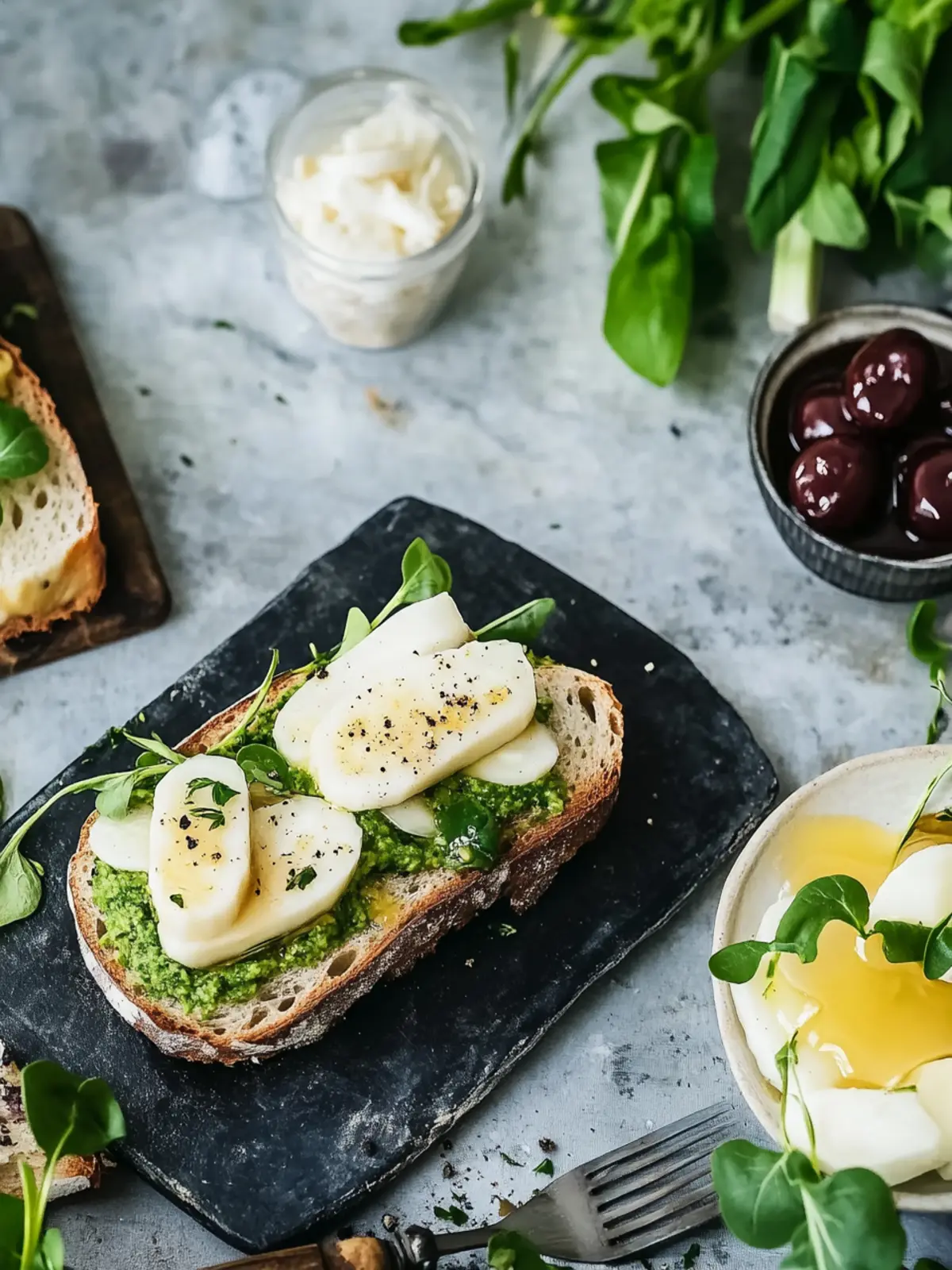 Gerösteter Kohlrabi auf knusprigem Brot