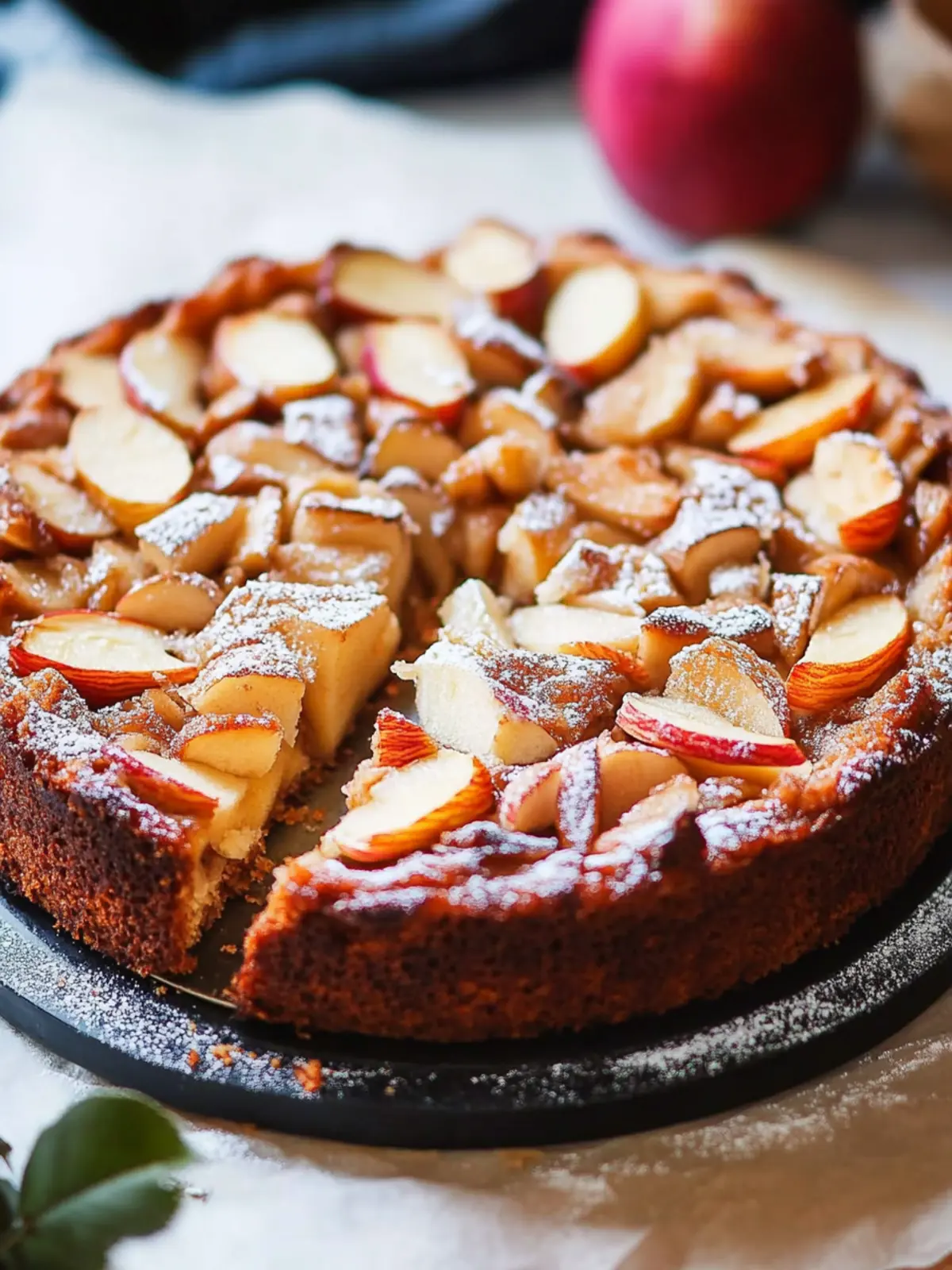 Juicy apple cake recipe with almonds