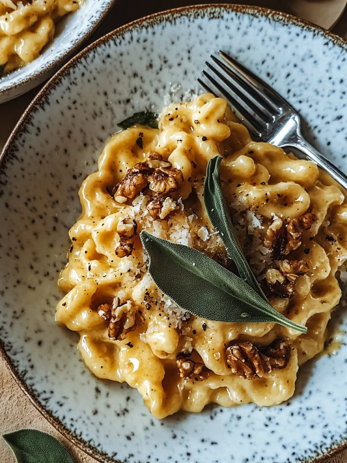 Kürbis-Spätzle mit Walnuss und Salbei selbstgemacht