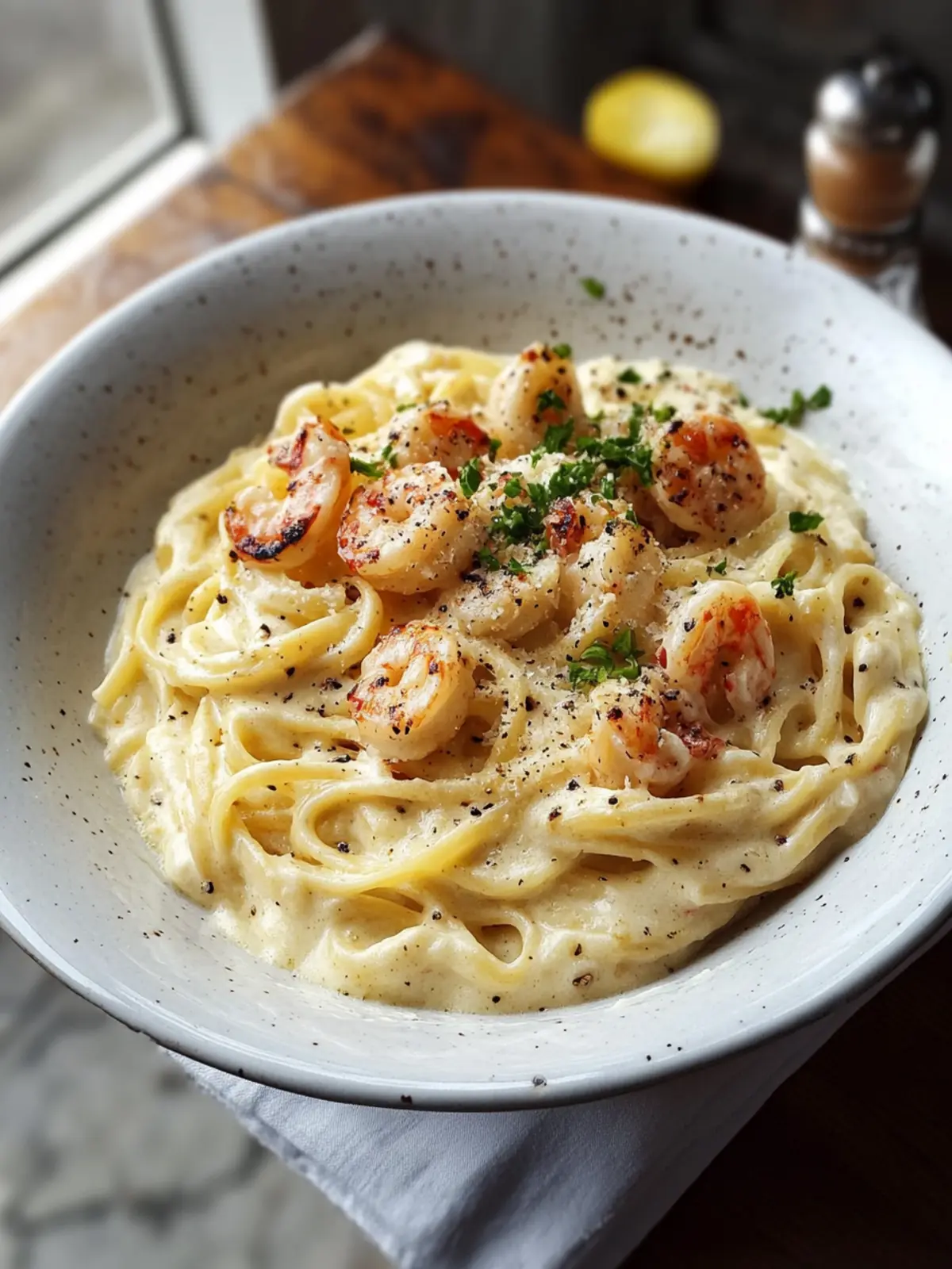 Hähnchen & Garnelen Alfredo Pasta: Cremig, einfach, unwiderstehlich